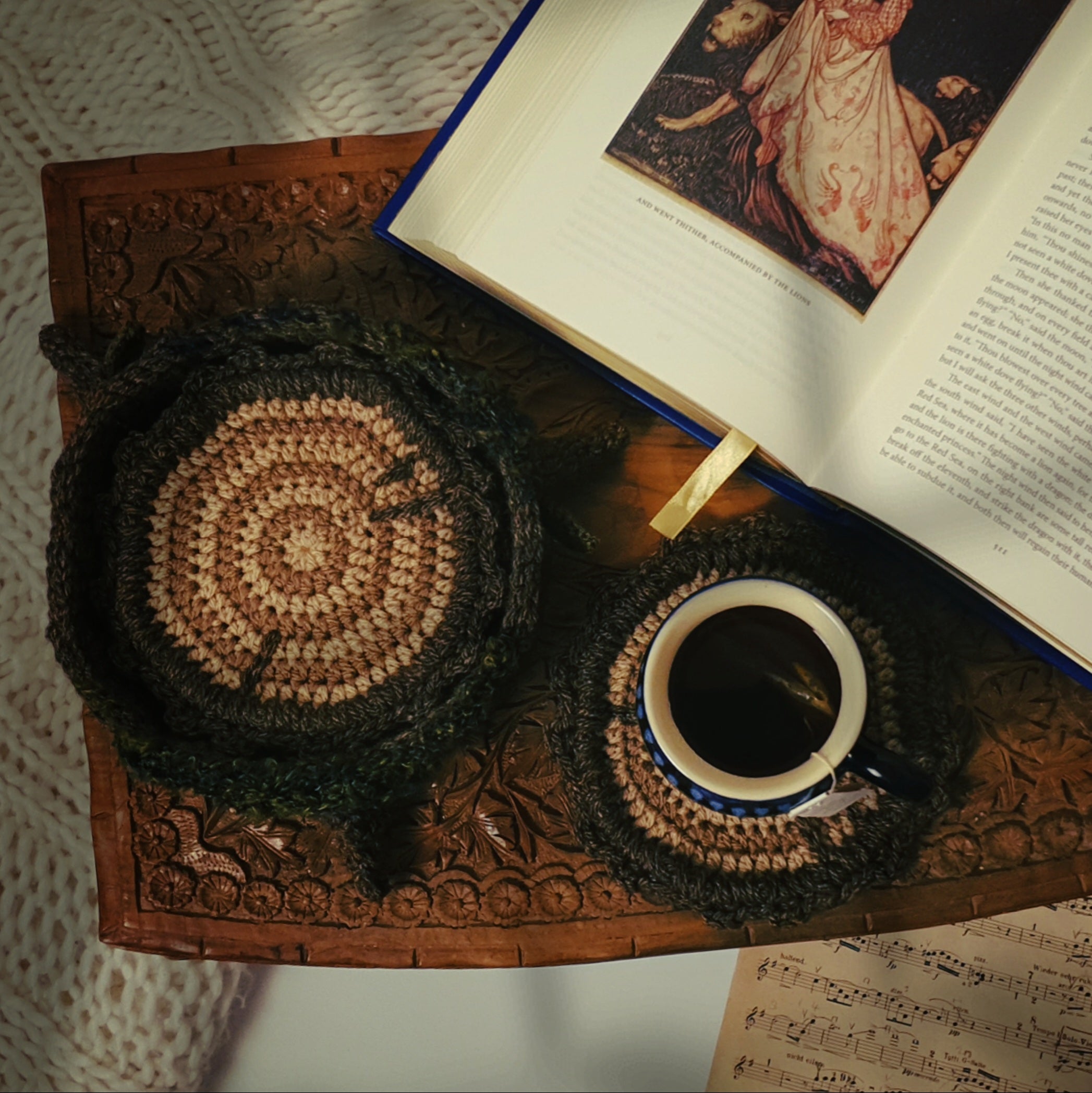 Crochet Pattern: The Heartwood Coaster Set